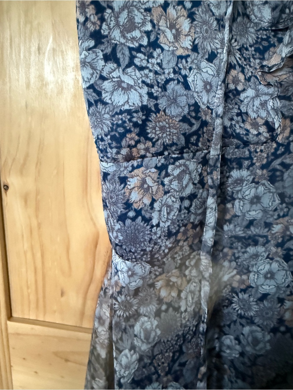 Sleeveless Blue Floral V-Neck Ruffle Maxi Dress - Picture 4 of 11